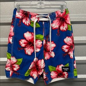 Abercrombie & Fitch Men's Vintage‎ Hawaiian Floral Swim Trunks SZ Small VACATION